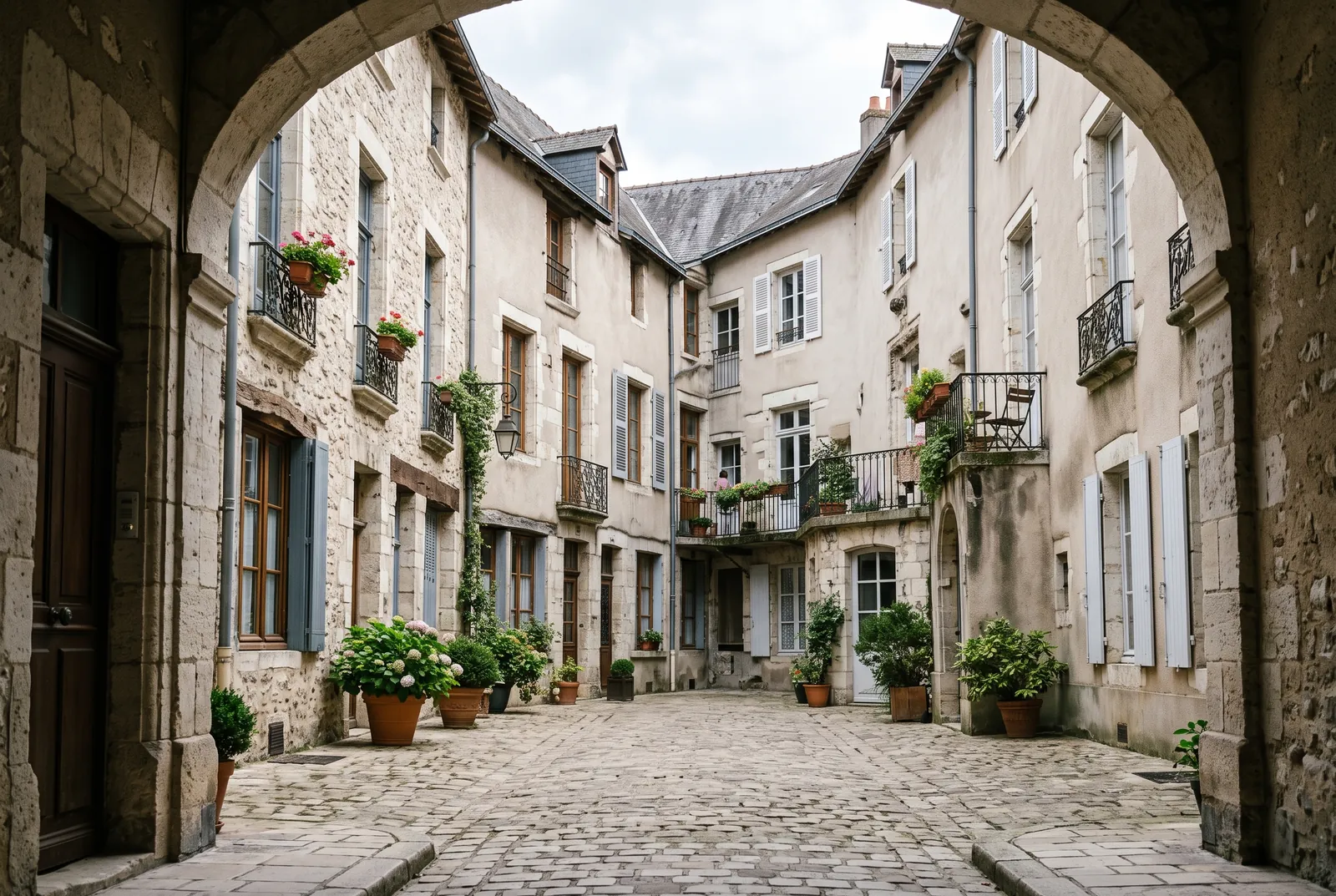Cour intérieure d'un immeuble à Poitiers